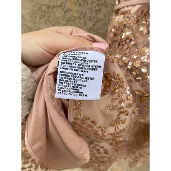 Blondie Nites Glitter Illusion Lace Corset Lace Up Back Dress ~ Juniors 5 - Picture 8 of 9